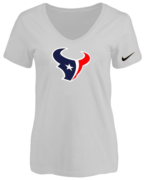 Houston Texans White Womens Logo V-neck T-Shirt