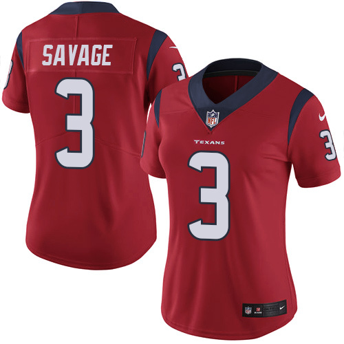 Women NFL Houston Texans #3 Savage Red Jersey