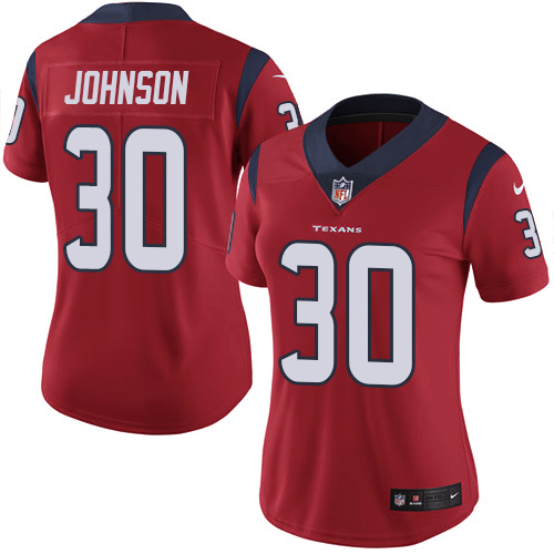 Womens NFL Houston Texans #30 Johnson Red Jersey