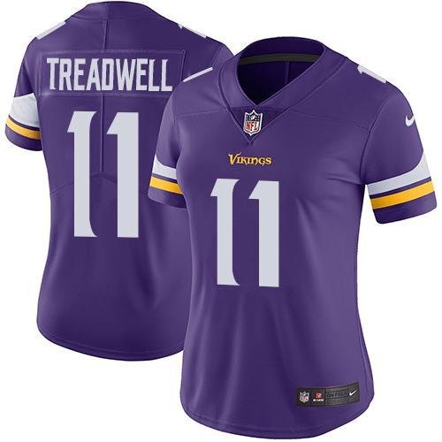 Women NFL Minnesota Vikings #11 Treadwell Purple Jersey