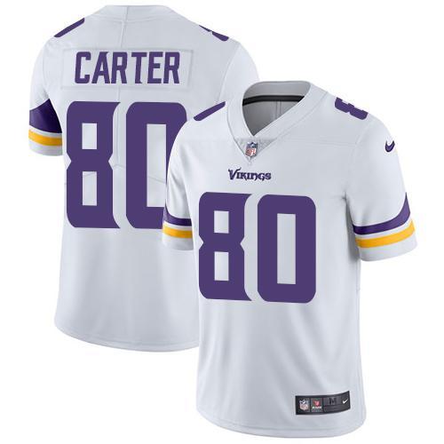 NFL Minnesota Vikings #80 Carter White Vapor Limited Jersey