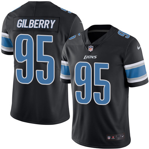 NFL Detriot Lions #95 Gilberry Black Vapor Limited Jersey