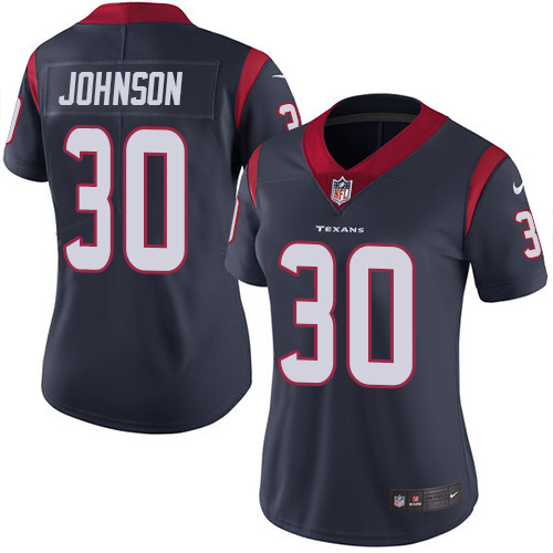 Womens NFL Houston Texans #30 Johnson Blue Jersey