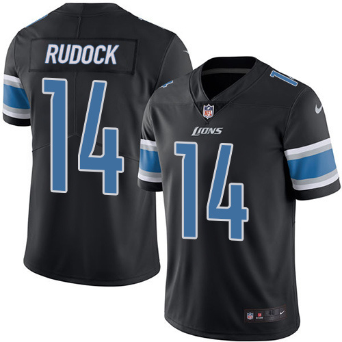 NFL Detriot Lions #14 Rudock Black Vapor Limited Jersey