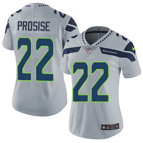 Womens NFL Seattle Seahawks #22 Prosise Grey Jersey