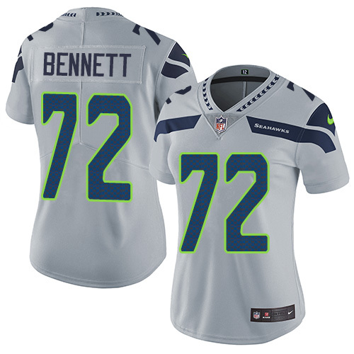 Womens NFL Seattle Seahawks #72 Bennett Grey Jersey