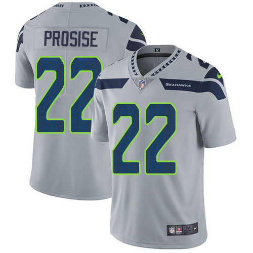 NFL Seattle Seahawks #22 Prosise Grey Elite Jersey
