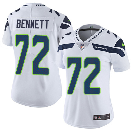 Womens NFL Seattle Seahawks #72 Bennett White Jersey