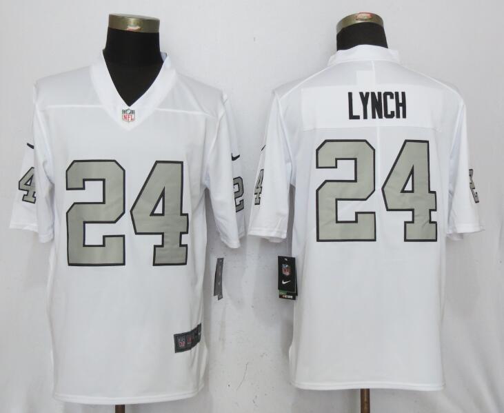 New Nike Oakland Raiders 24 Lynch Navy White Color Rush Limited Jersey