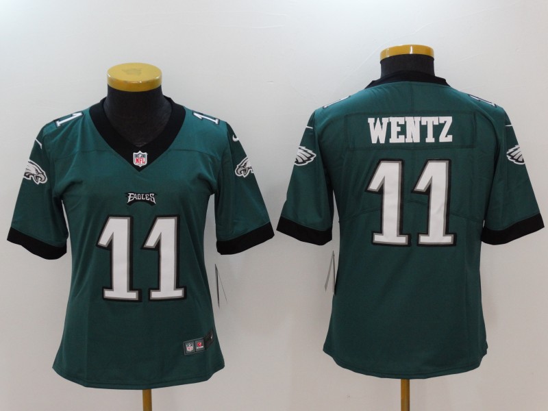 Womens NFL Philadelphia Eagles #11 Wentz Green Legand Jersey