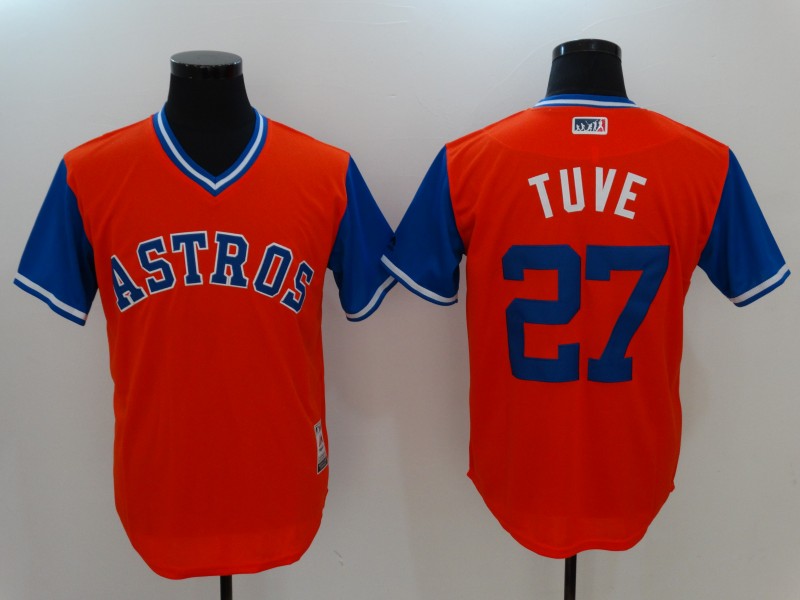 MLB Houston Astros #27 Tuve Pullover Orange New Jersey