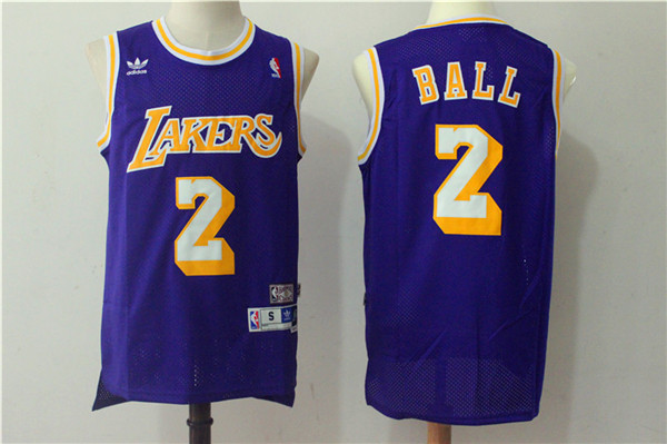 NBA Los Angeles Lakers #2 Ball Purple Throwback Jersey 