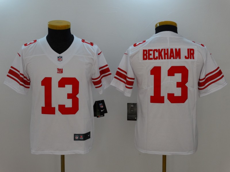 Kids NFL New York Giants #13 Beckham JR White Vapor Limited Jersey