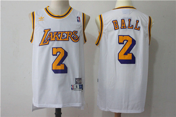 NBA Los Angeles Lakers #2 Ball White Throwback Jersey 
