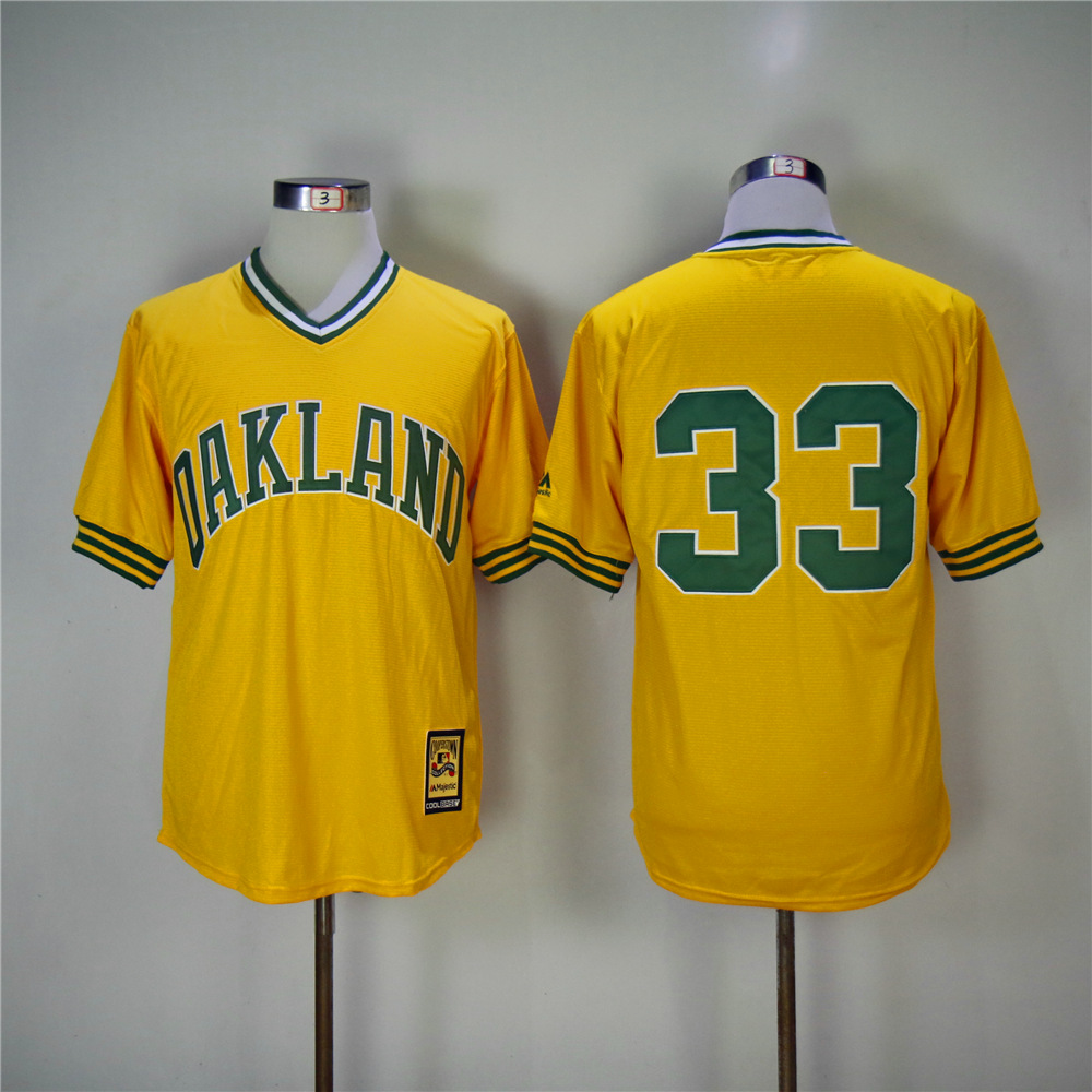 MLB Oakland Athletics #33 Canseco Yellow Pullover Throwback Jersey