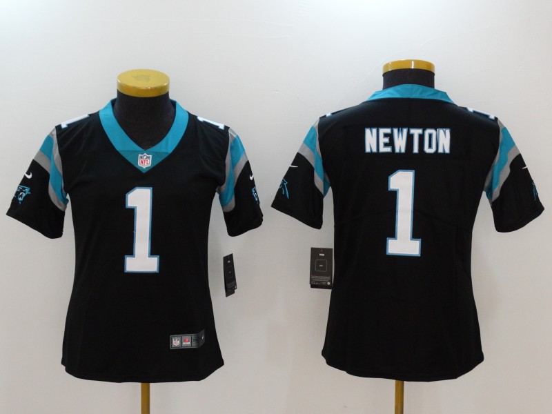 Womens NFL Carolina Panthers #1 Newton Legand Black Jersey