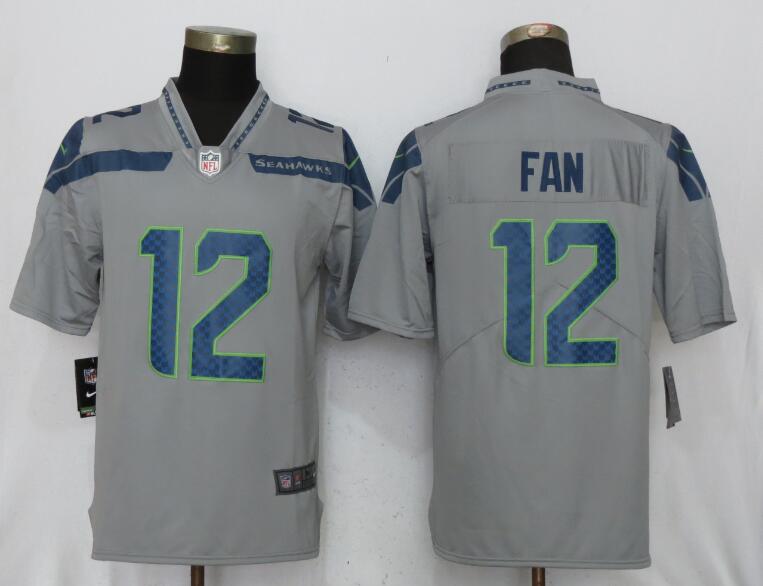 Nike Seattle Seahawks #12 Fan Grey Vapor Untouchable Limited Jersey  