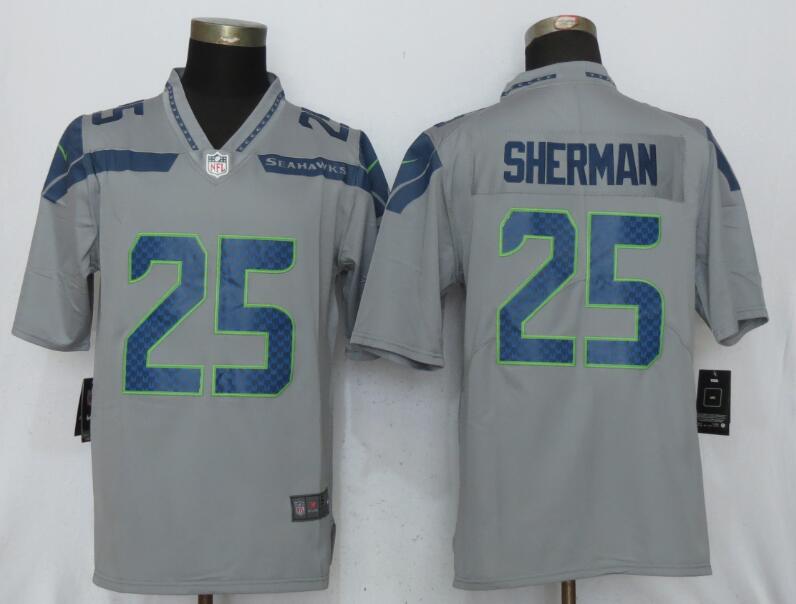 Nike Seattle Seahawks #25 Sherman Grey Vapor Untouchable Limited Jersey  