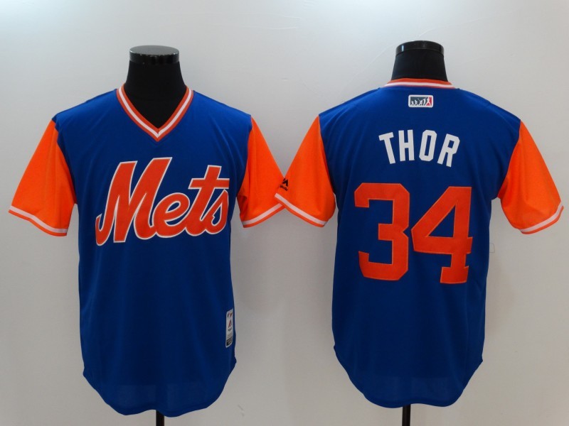 MLB New York Mets #34 Thor All Rise Blue Pullover New Jersey