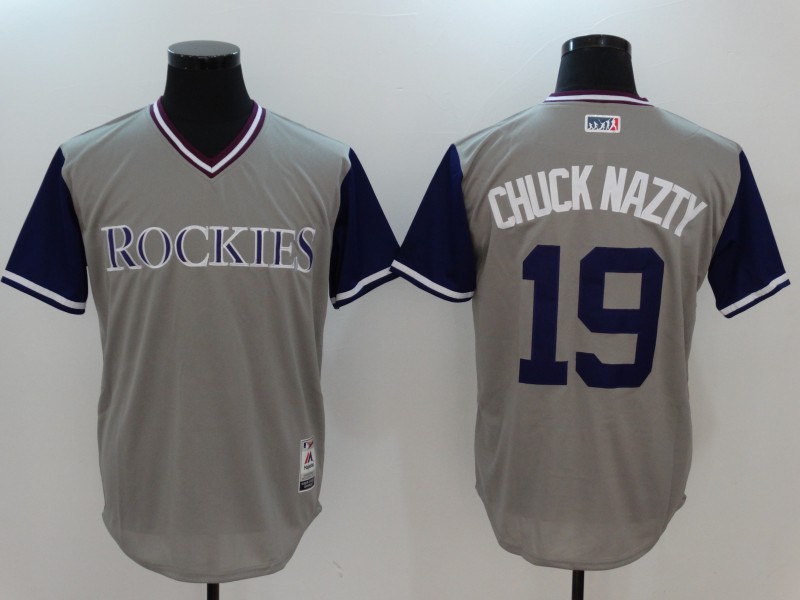 MLB Colorado Rockies #19 Chunk Nazty All Rise Grey Pullover New Jersey