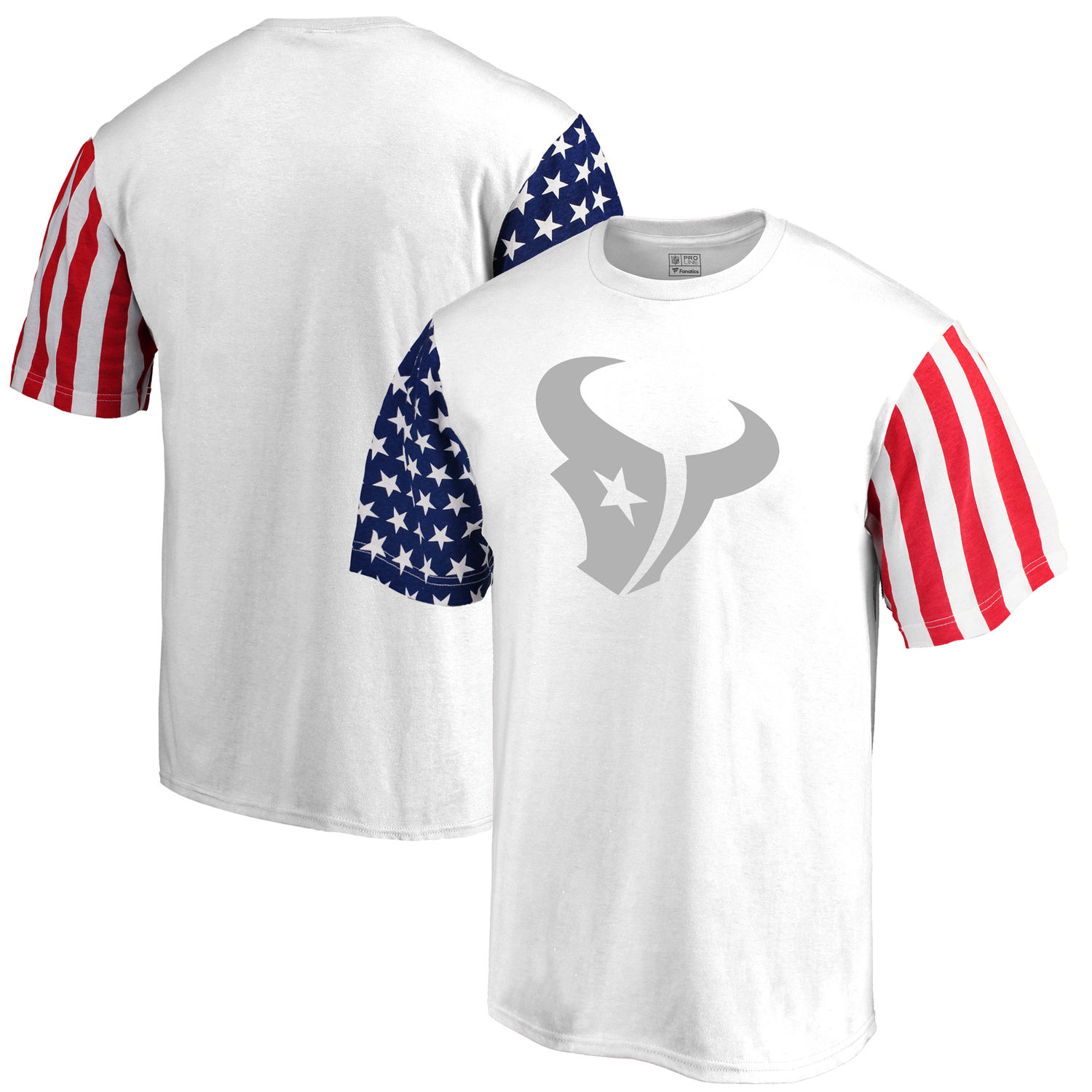 Mens Houston Texans NFL Pro Line by Fanatics Branded White Stars & Stripes T-Shirt
