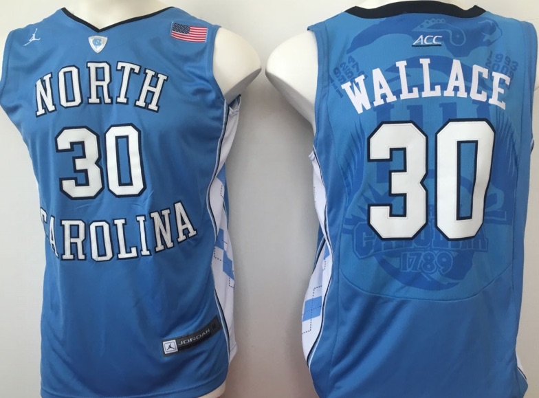 NCAA Basketball North Carolina #30 Wallace Blue College Jersey