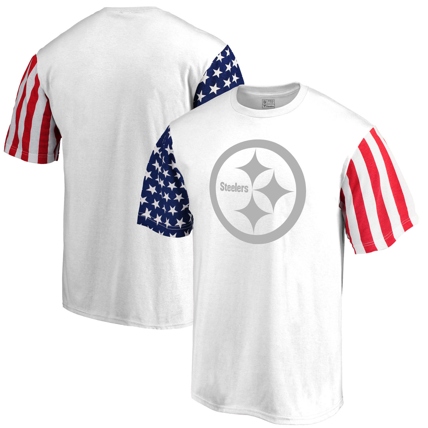 Mens Pittsburgh Steelers NFL Pro Line by Fanatics Branded White Stars & Stripes T-Shirt