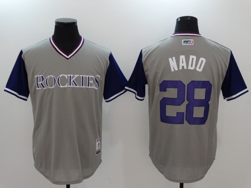 MLB Colorado Rockies #28 Nado All Rise Grey Pullover New Jersey