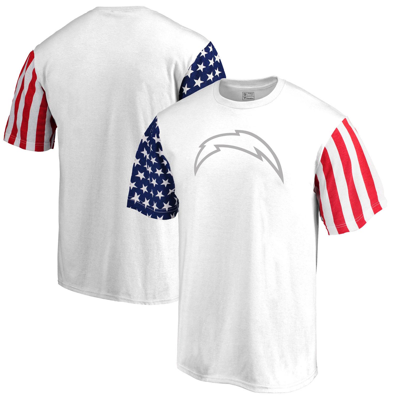 Mens Los Angeles Chargers NFL Pro Line by Fanatics Branded White Stars & Stripes T-Shirt