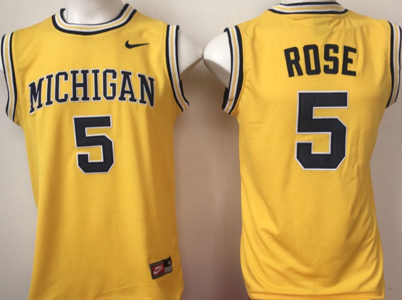 NCAA Michigan Wolverines #5 Rose Yellow Jersey