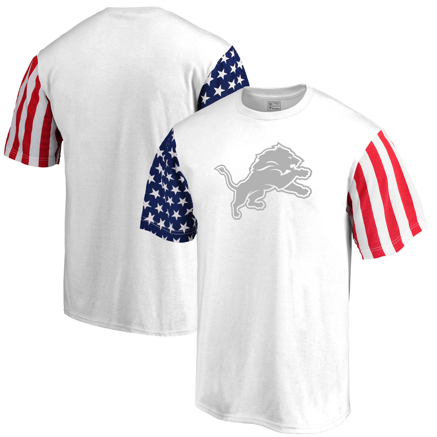 Mens Detroit Lions NFL Pro Line by Fanatics Branded White Stars & Stripes T-Shirt