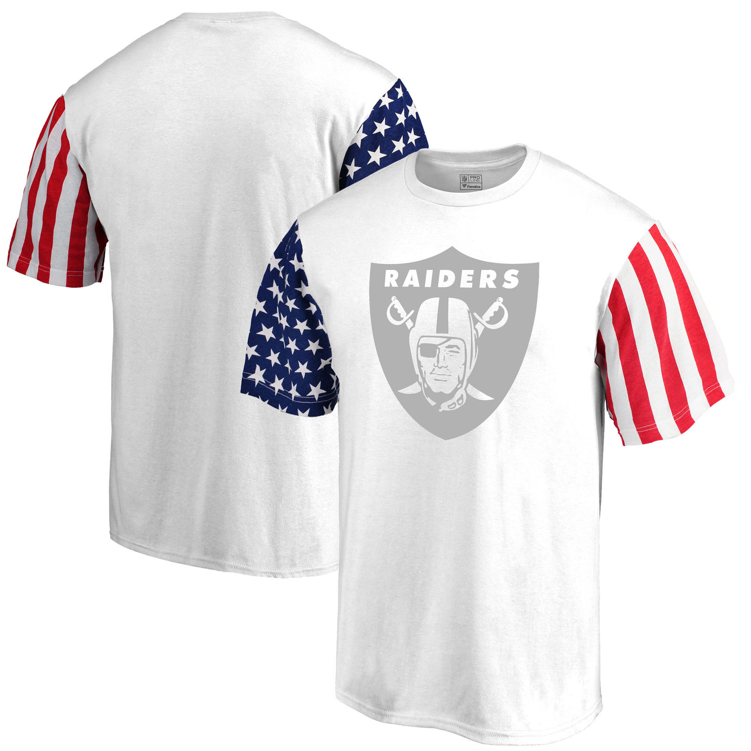 Mens Oakland Raiders NFL Pro Line by Fanatics Branded White Stars & Stripes T-Shirt