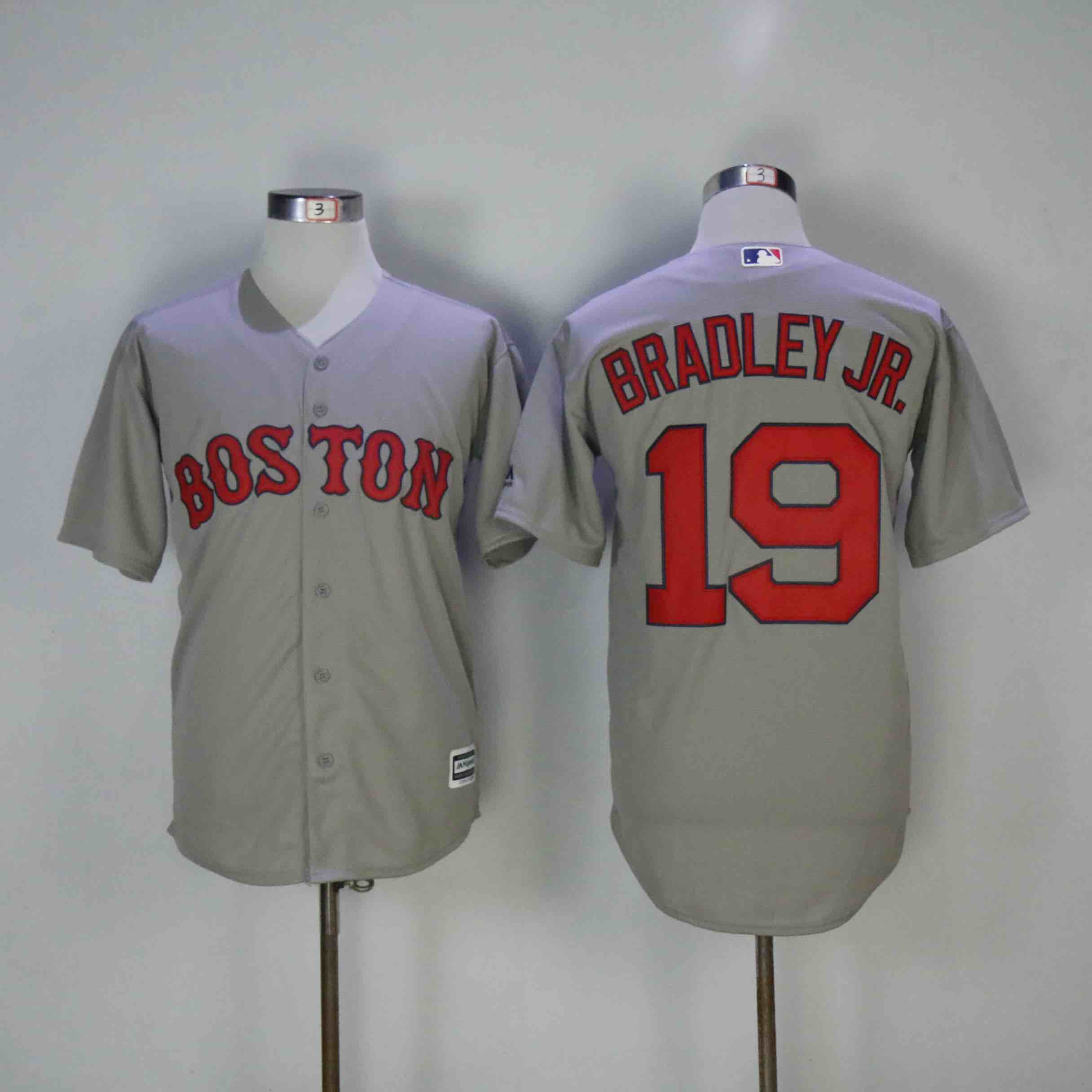MLB Boston Red Sox #19 Bradley JR Grey Game Jersey