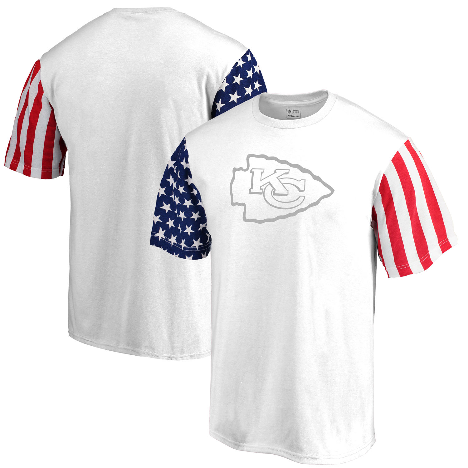 Mens Kansas City Chiefs NFL Pro Line by Fanatics Branded White Stars & Stripes T-Shirt