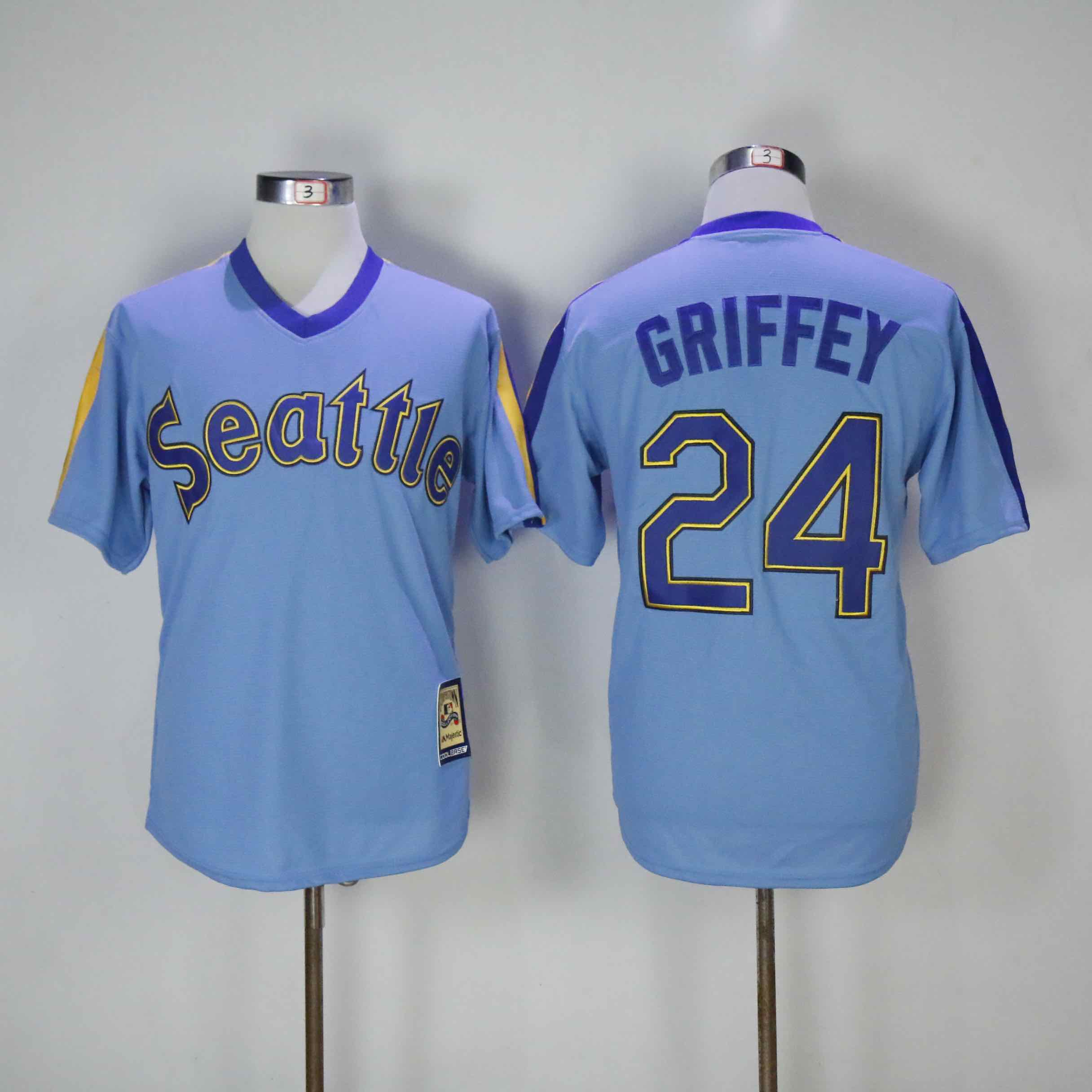 MLB Seattle Mariners Ken Griffey #24 Throwback Blue Jersey