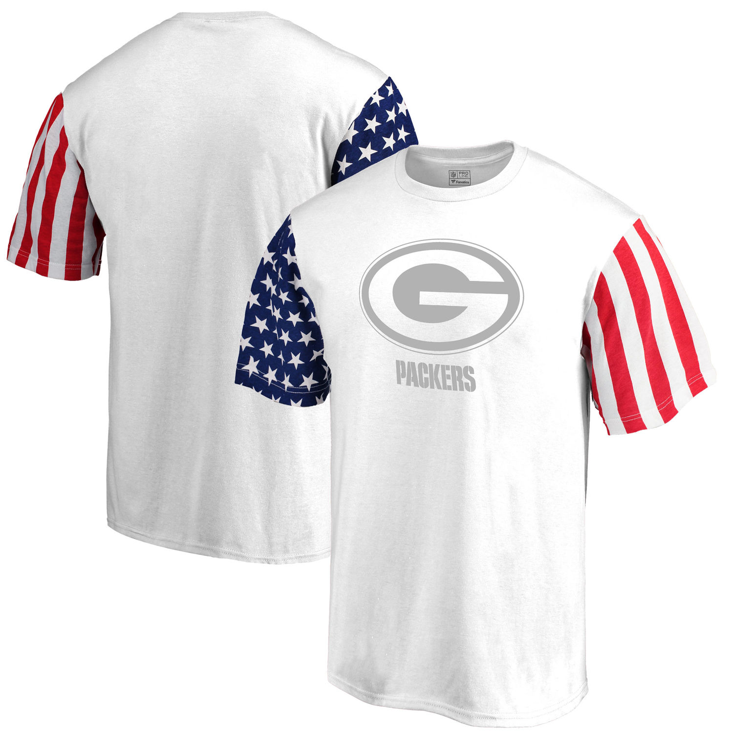 Mens Green Bay Packers NFL Pro Line by Fanatics Branded White Stars & Stripes T-Shirt