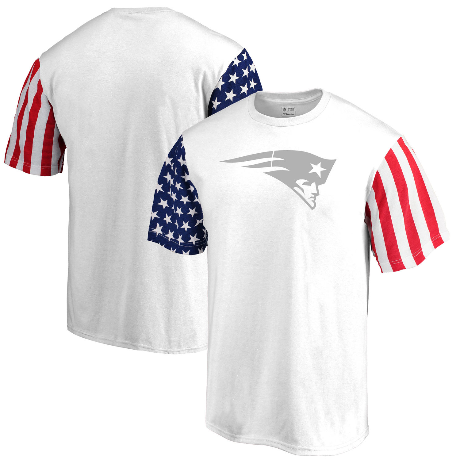 Mens New England Patriots NFL Pro Line by Fanatics Branded White Stars & Stripes T-Shirt