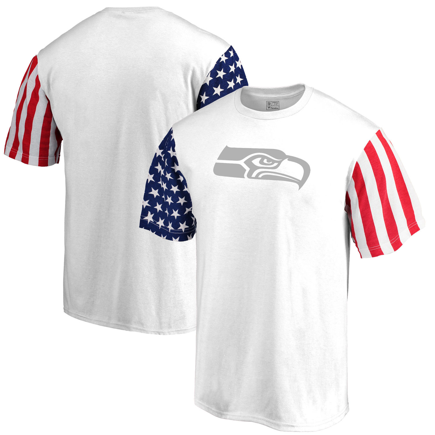 Mens Seattle Seahawks NFL Pro Line by Fanatics Branded White Stars & Stripes T-Shirt