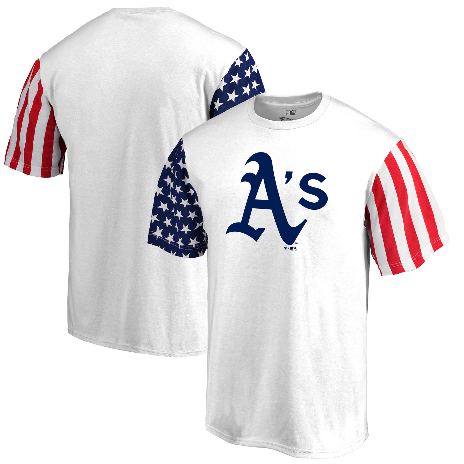 Mens Oakland Athletics Fanatics Branded White Stars & Stripes T-Shirt