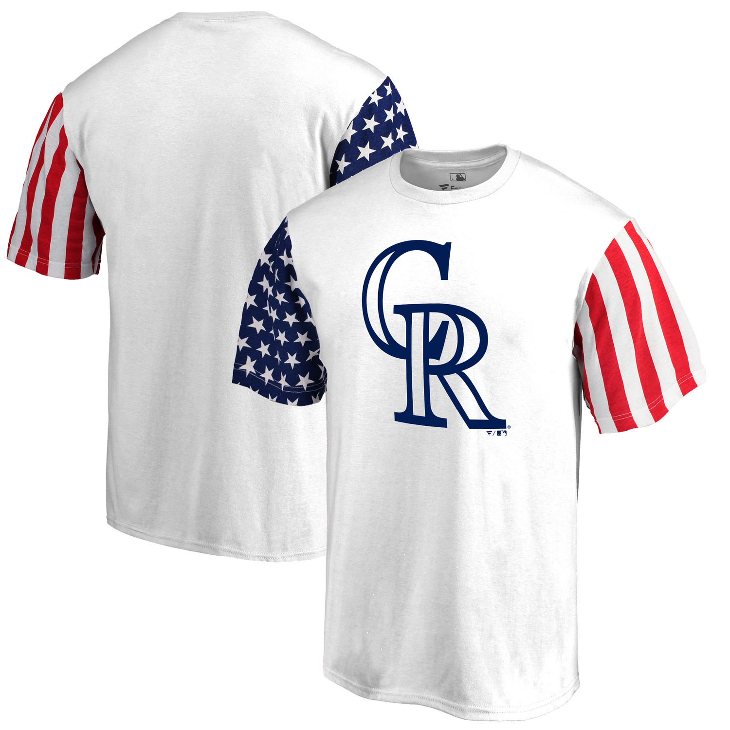 Mens Colorado Rockies Fanatics Branded White Stars & Stripes T-Shirt
