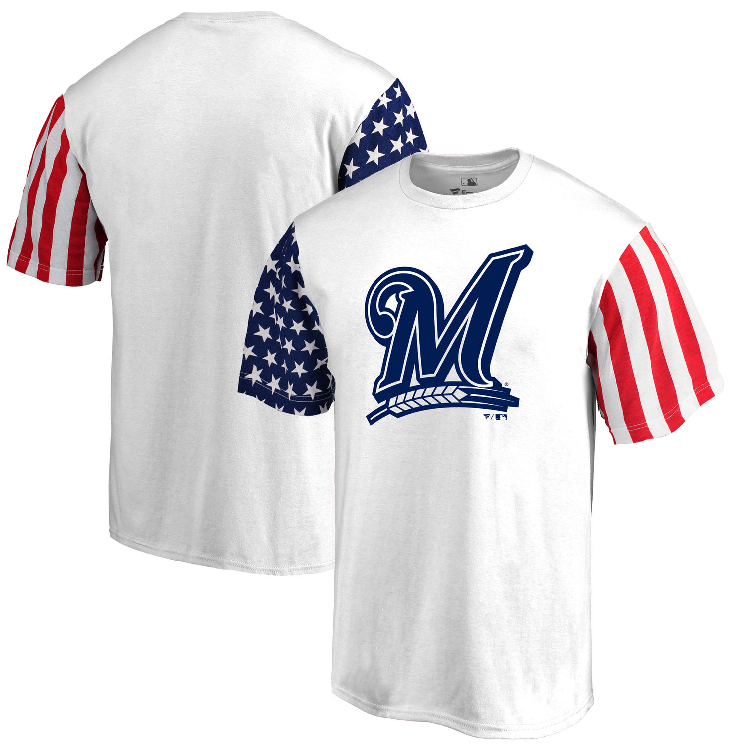 Mens Milwaukee Brewers Fanatics Branded White Stars & Stripes T-Shirt