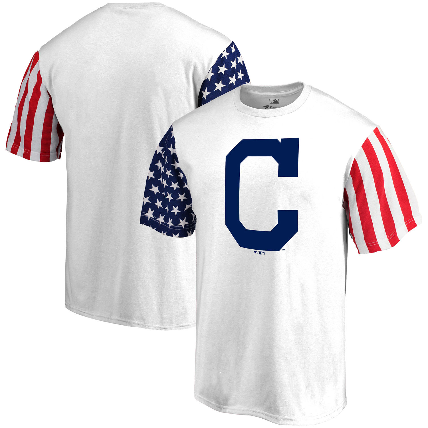 Mens Cleveland Indians Fanatics Branded White Stars & Stripes T-Shirt