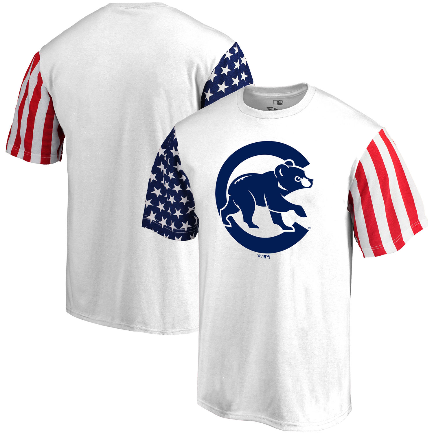 Mens Chicago Cubs Fanatics Branded White Stars & Stripes T-Shirt