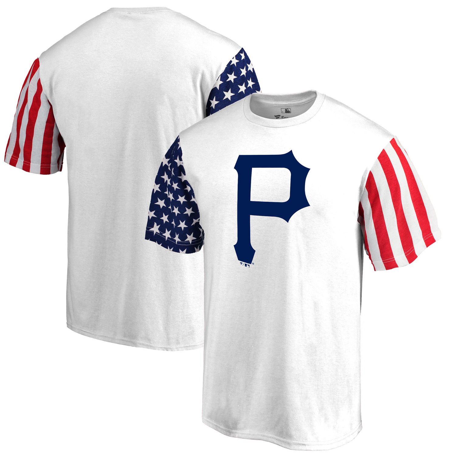 Mens Pittsburgh Pirates Fanatics Branded White Stars & Stripes T-Shirt