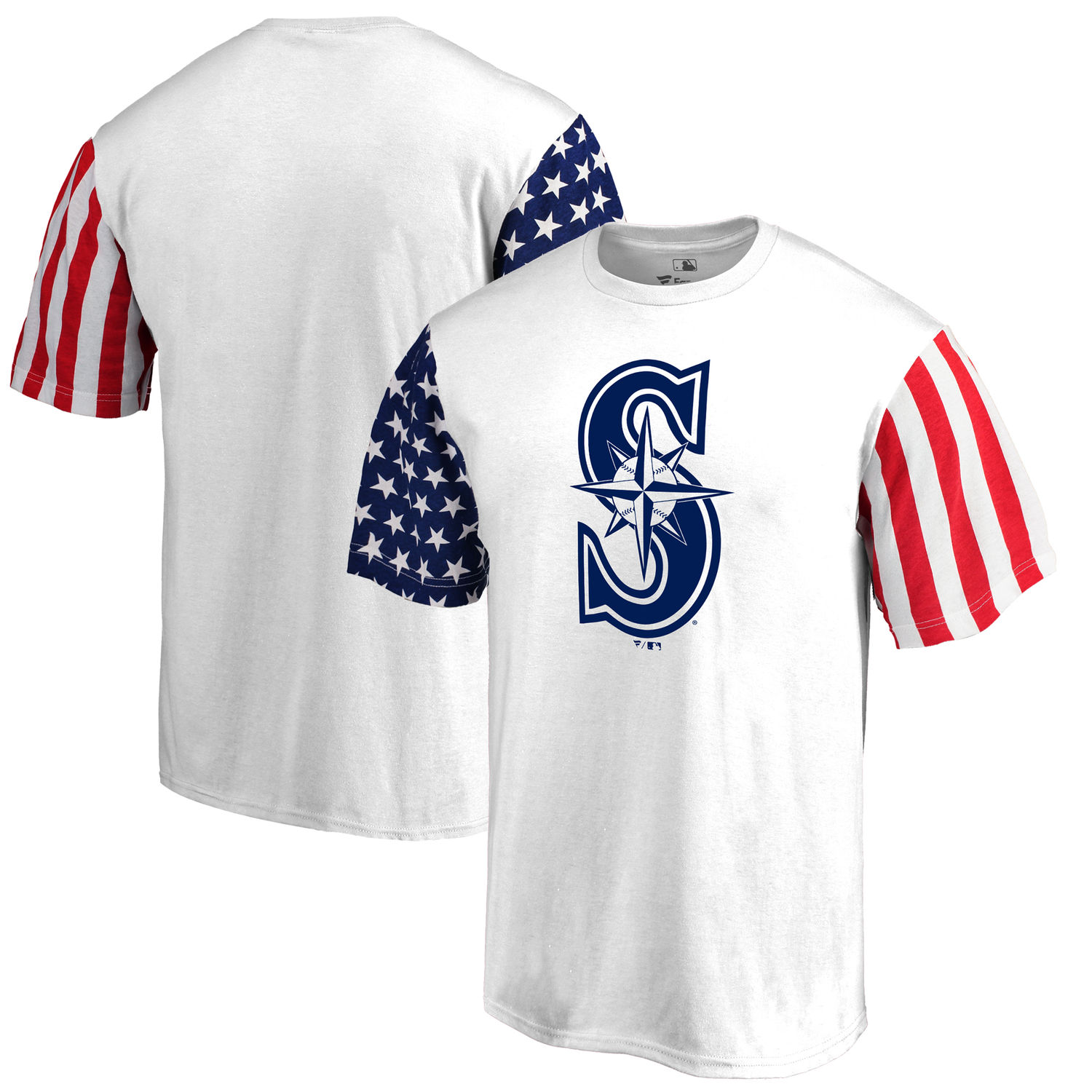 Mens Seattle Mariners Fanatics Branded White Stars & Stripes T-Shirt