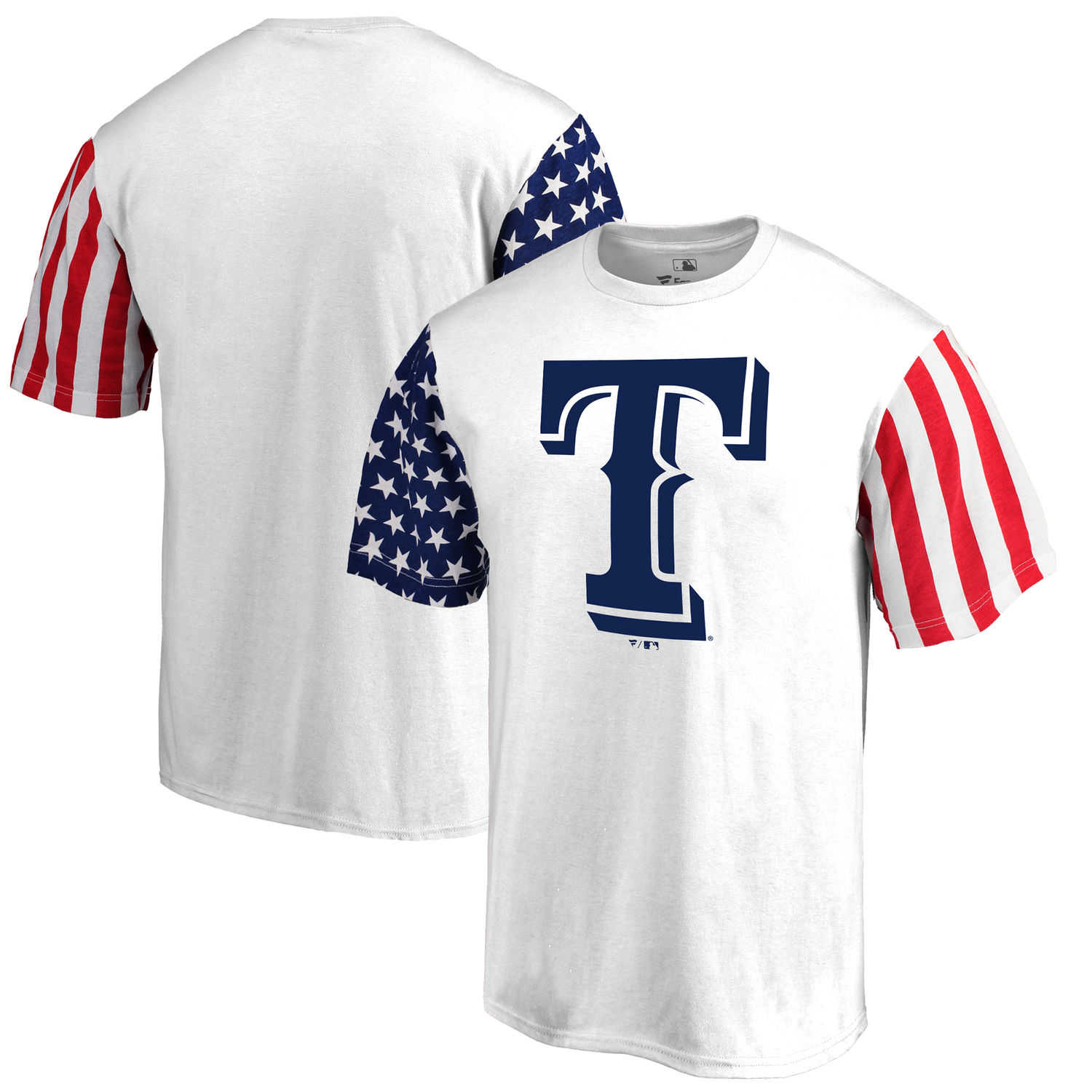 Mens Texas Rangers Fanatics Branded White Stars & Stripes T-Shirt