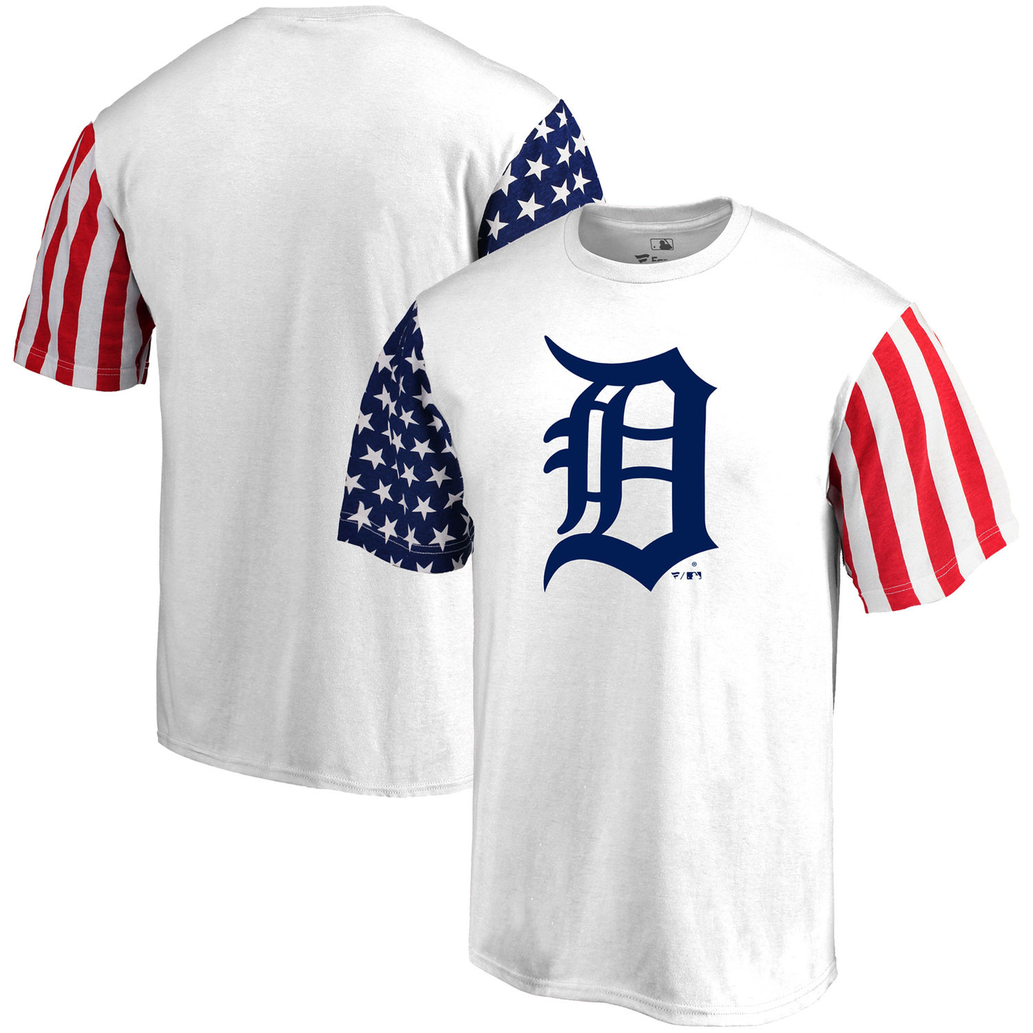 Mens Detroit Tigers Fanatics Branded White Stars & Stripes T-Shirt