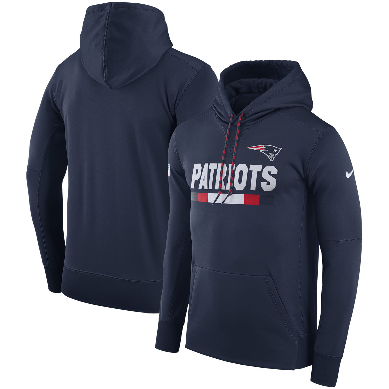 Mens New England Patriots Nike Navy Sideline Team Name Performance Pullover Hoodie