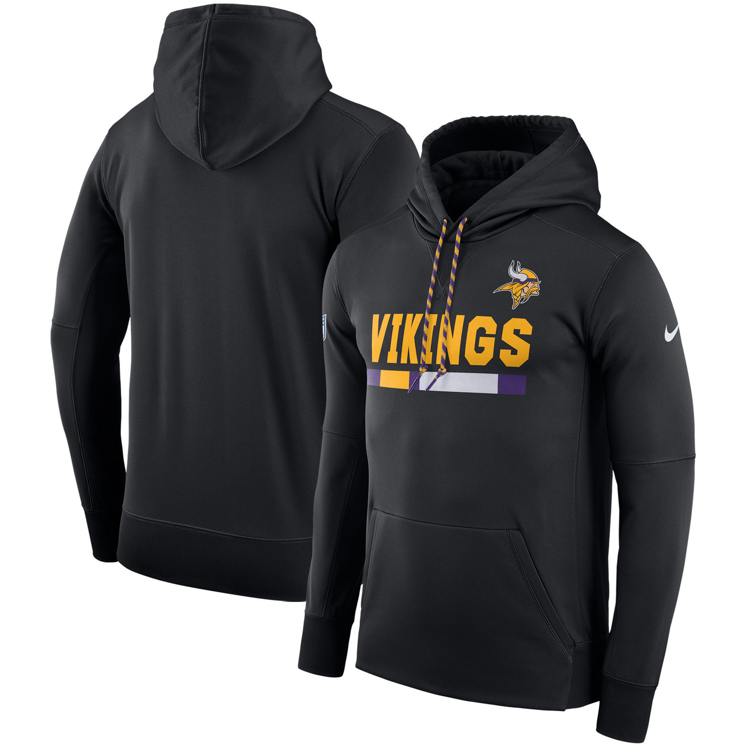 Mens Minnesota Vikings Nike Black Sideline Team Name Performance Pullover Hoodie