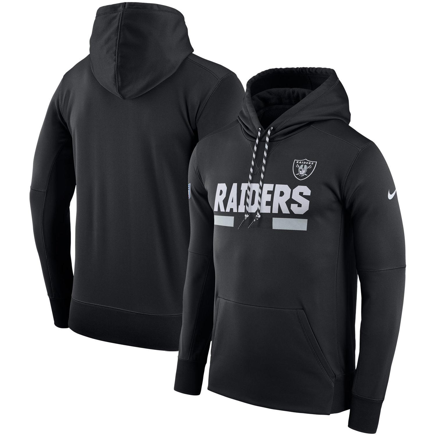 Mens Oakland Raiders Nike Black Sideline Team Name Performance Pullover Hoodie